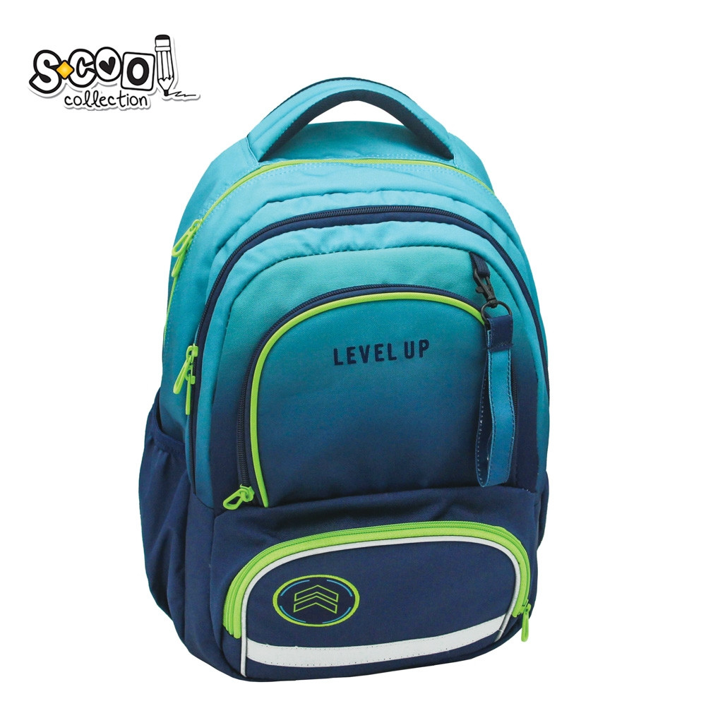 Ghiozdan ergonomic cu motiv LEVEL UP, 2 compartimente, buzunar interior, fermoar, poliester, 42x31x16 cm - imagine 4